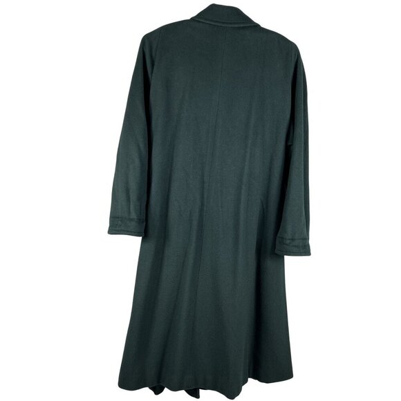 Portfolio Perry Ellis 14 Long Hunter Green Wool Coat Gold Buttons Quiet Luxury - Picture 4 of 16